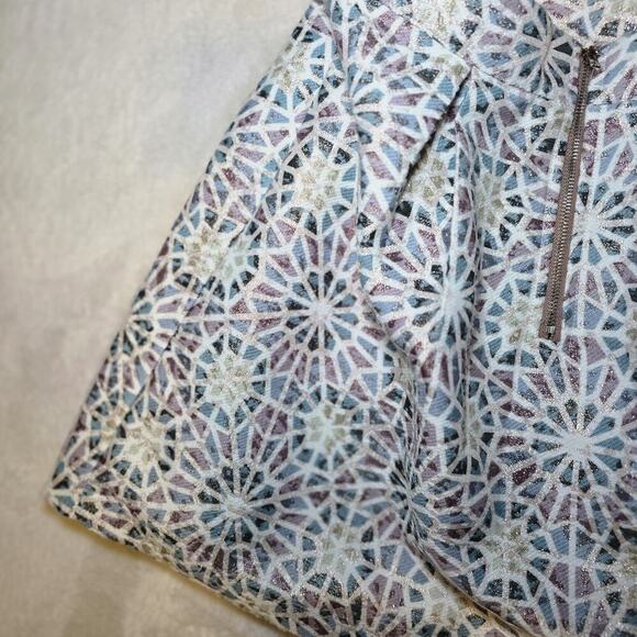 Mi ami Metallic Brocade Mini Skirt Women's Small - Geometric Jacquard High Waist - Picture 7 of 16